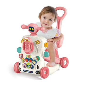 Różowy Chodzik dla dzieci Baby Walker Baby Walker 5-w-1 / Tryb stołu edukacyjnego / Tryb panelu do zabawy z muzyczną klawiaturą