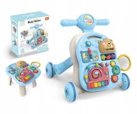 Baby Walker Baby Walker Niebieski Wielofunkcyjny Pchacz-Jeździk Stolik Edukacyjny 3 w 1