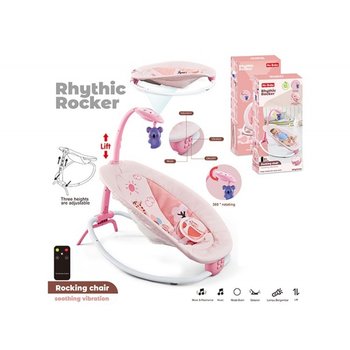 Leżaczek z wibracjami Wielofunkcyjny z pilotem różowy dla dziewczynki