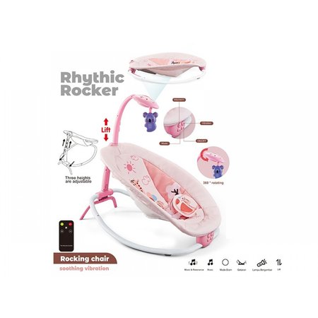Leżaczek z wibracjami Wielofunkcyjny z pilotem różowy dla dziewczynki